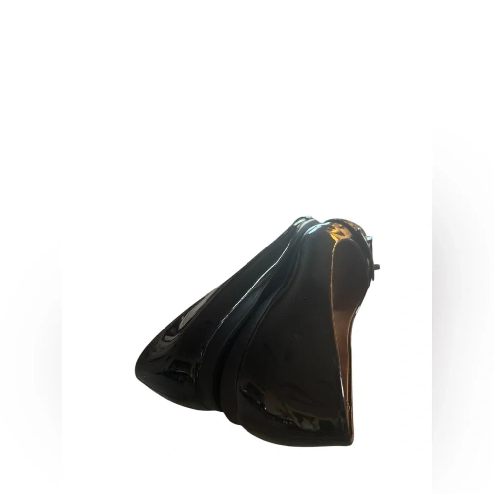 COACH Oswald Black Patent Leather Ballerina Flats with Metal Buckle Accent. - Picture 4 of 12